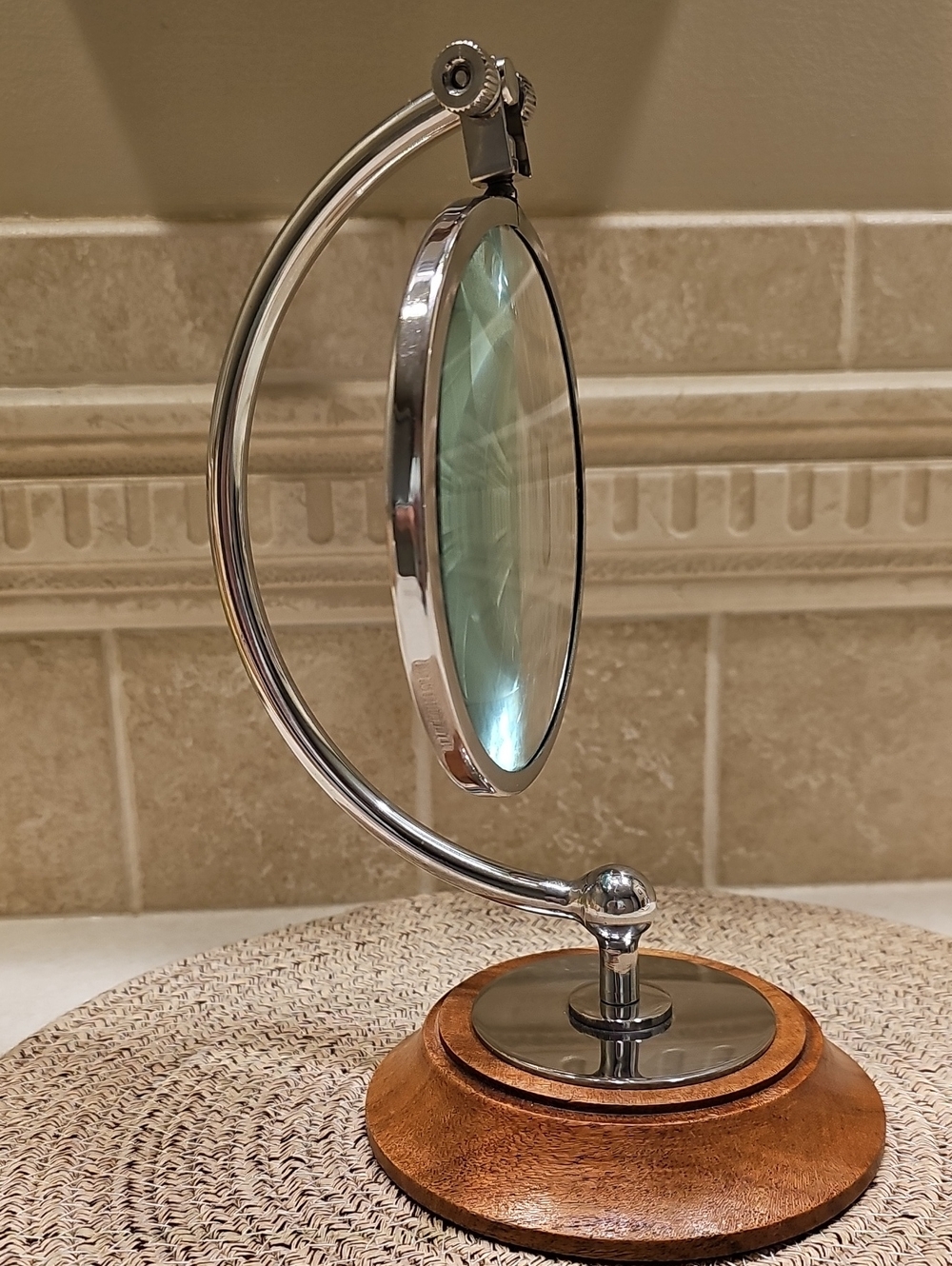 New Hearth & Hand With Magnolia Magnifying Glass With Chrome And Wooden Base - Picture 2 of 7